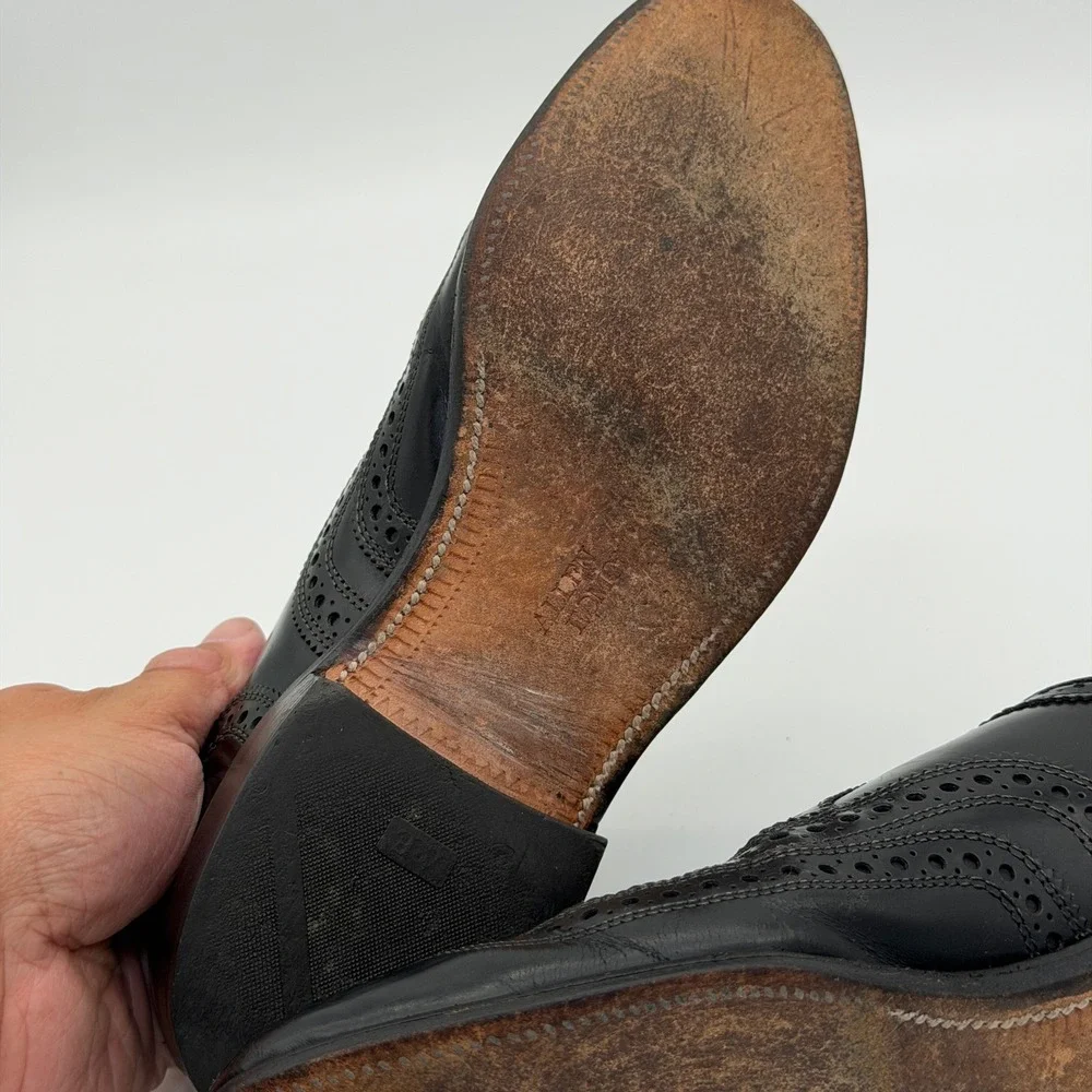 Allen Edmonds McAllister Black Leather Wingtip Oxford Shoes Mens 7 D‎ 6215